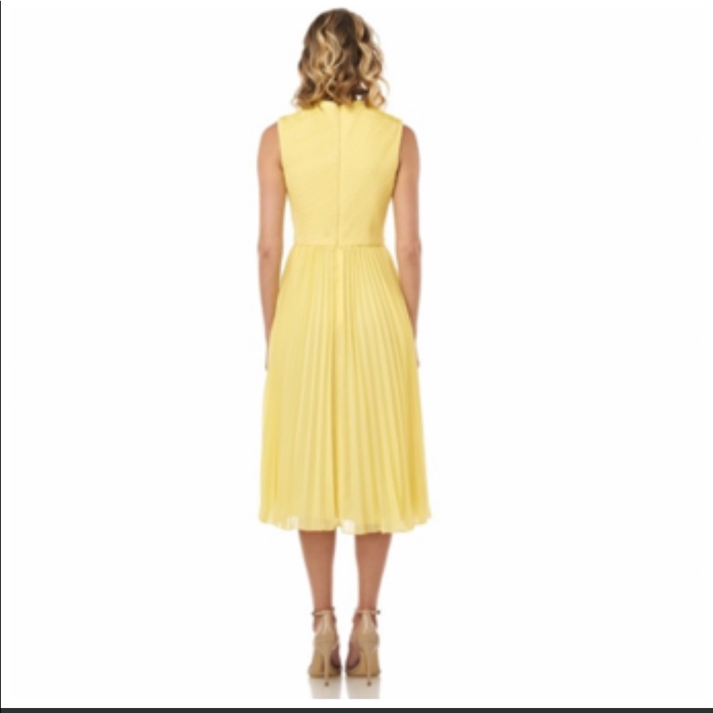 NWT KAY UNGER Beatrice Accordion Pleated Mock Neck Sleeveless Chiffon Midi Dress - Picture 4 of 14